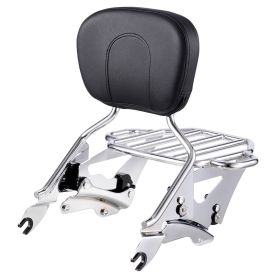 Motorcycle Backrest Sissy Bar with Luggage Rack for Harley Touring 2009-2024