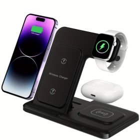 15W Fast Charging Three-in-one Wireless Charger (Color: Black)